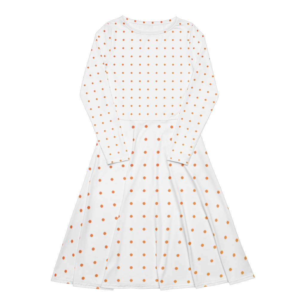 All-Over Print Long Sleeve Midi Dress